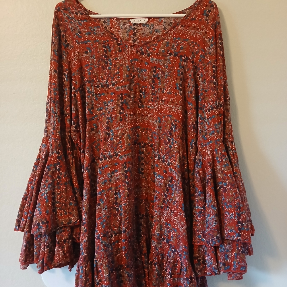 BUCKETLIST Floral Red and Blue Dress